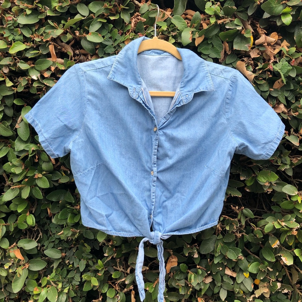 Denim Mid-length Tie Up Top